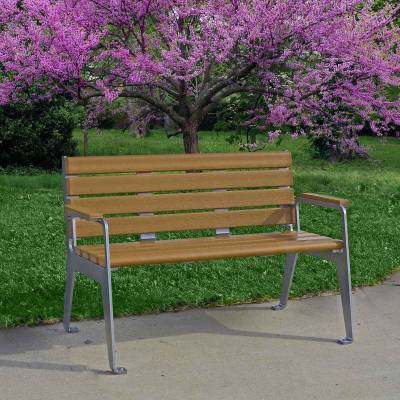 4' and 6' Plaza Recycled Plastic Bench - Portable/Surface Mount 