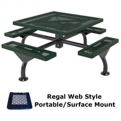 46" Square Regal Web Picnic Table  - Portable/Surface and Inground Mount