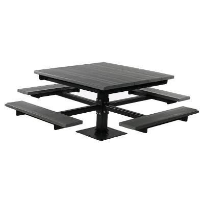 4' Recycled Plastic T Frame Picnic Table - Surface Mount and Inground Mount. 