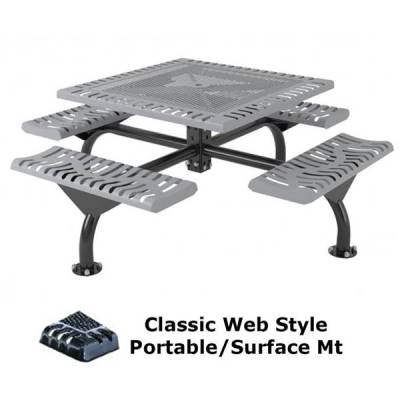 46" Square Classic Web Picnic Table - Portable/Surface and Inground Mount