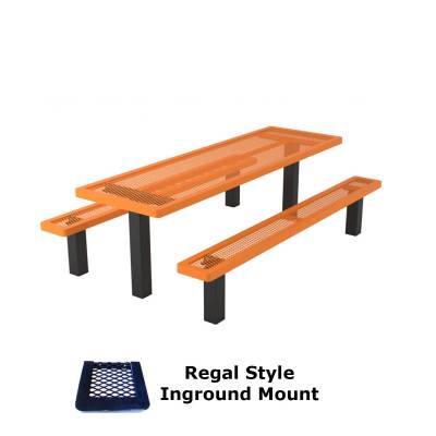 6' and 8' Regal Picnic Table with (2) Unattached Seats - Surface or Inground Mount 