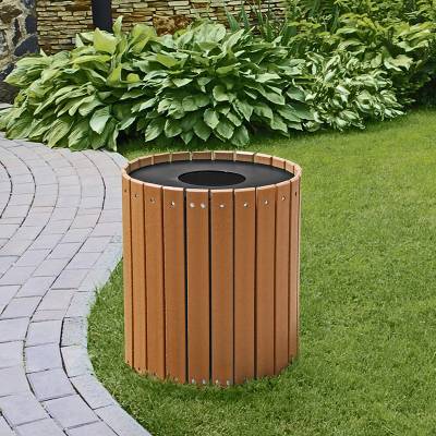 32 and 55 Gallon Round Recycled Plastic Trash Receptacle