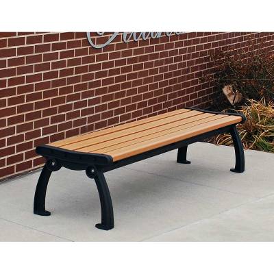 4', 5', 6' and 8' Heritage Backless Recycled Plastic Bench - Portable/Surface Mount 