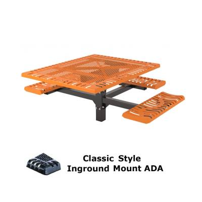 46" x 57" Classic Pedestal Picnic Table, ADA - Inground and Surface Mount