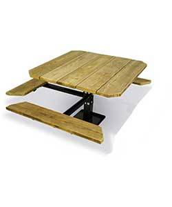 48" Square ADA Picnic Table with (3) Seats - Surface and Inground Mount