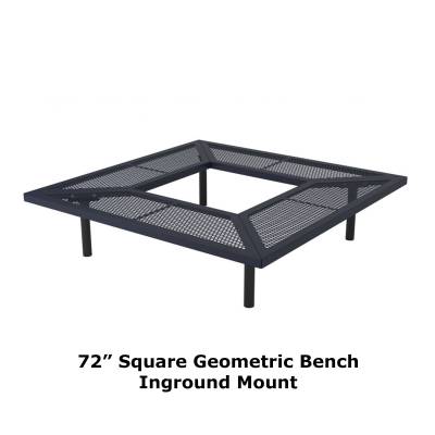 72" & 96" Square Geometric Benches, Surface and Inground Mount