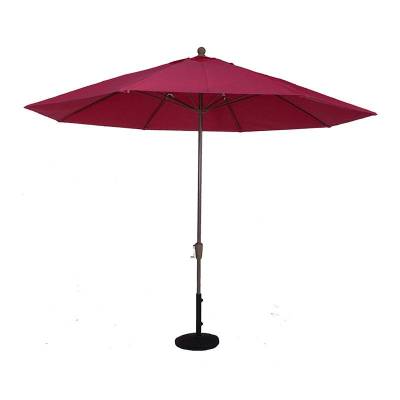 11 Ft. Commercial Aluminum Market Umbrella, Fiberglass Ribs - Crank Up Style with Auto Tilt