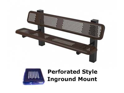 6' and 8' Perforated Mounted Bench - Surface and Inground Mount