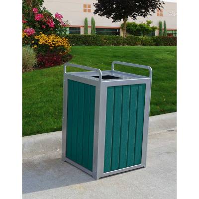 32 Gallon Plaza Recycled Plastic Trash Receptacle 