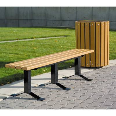 6' Bollard Style Backless Wood Bench - Surface and Inground Mount