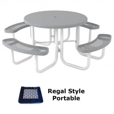 46" Round Regal Picnic Table, Solid Top  - Portable