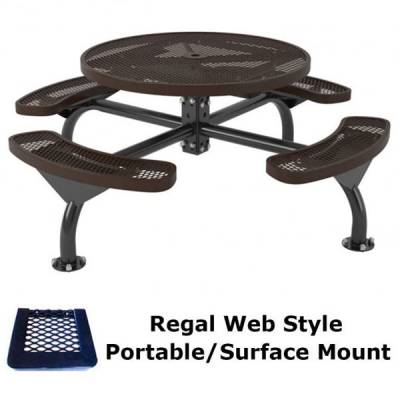 46" Round Regal Web Picnic Table - Portable/Surface and Inground Mount