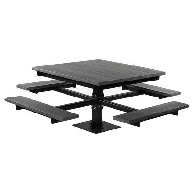 4' Recycled Plastic T Frame Picnic Table - Surface Mount and Inground Mount.