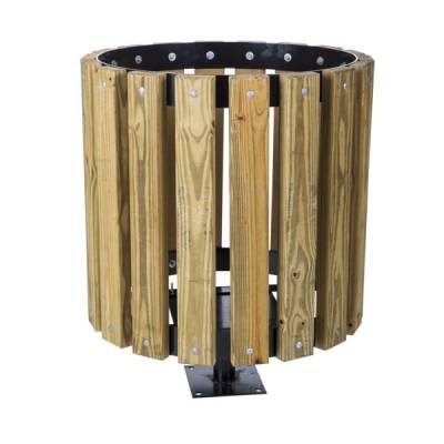 55 Gallon Wood Trash Receptacle - Pine Slats