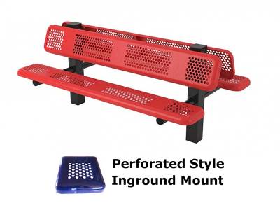 6' and 8' Perforated Double Mounted Bench - Surface and Inground Mount