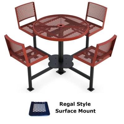 42" Round Bar Height Table with Seats - Surface Mount