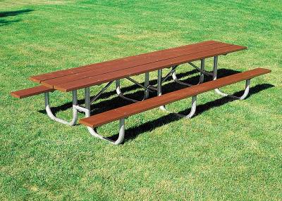12' ADA Heavy-Duty Shelter Wood Picnic Table, Centered - Portable