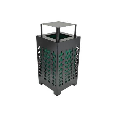 32 Gallon Square Trash Receptacle - Powder Coated - Black