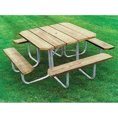 48" Square Wood Picnic Table - Portable - Image 2