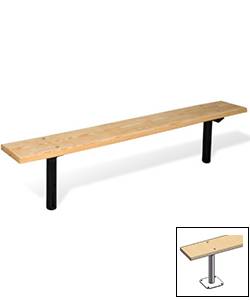 6' Park Wood Backless Bench - Portable, Surface and Inground Mount - Image 3