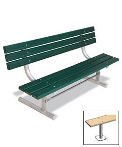 6' Park Wood Bench - Portable, Surface and Inground Mount - Image 3