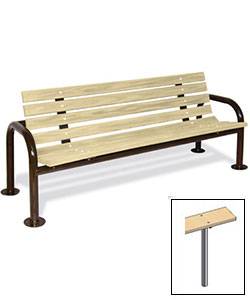 6' Contour Park Wood Bench, Double Post - Portable, Surface and Inground Mount - Image 2