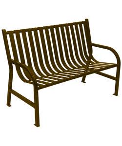 Park Benches - Coated Metal - 4', 5' and 6' Oakley Slatted Bench - Portable/Surface Mount