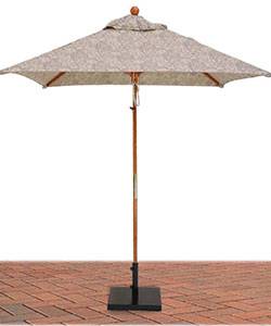 Umbrellas & Bases - 6 1/2 Ft. Square Commercial Wood Market Umbrella - Double Pulley Lift Style