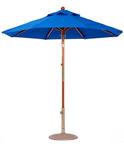 Umbrellas & Bases - 7 1/2 Ft. Commercial Wood Market Octagon Umbrella - Single Pulley Lift Style