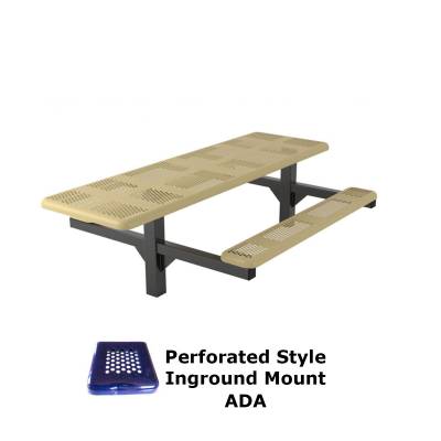 8' Perforated Pedestal Picnic Table, ADA - Inground and Surface Mount - Image 1