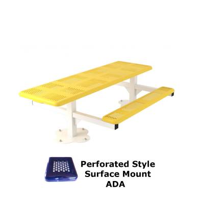 8' Perforated Pedestal Picnic Table, ADA - Inground and Surface Mount - Image 2