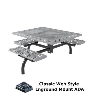 46" x 57" Classic Web Picnic Table, ADA - Surface and Inground Mount - Image 2