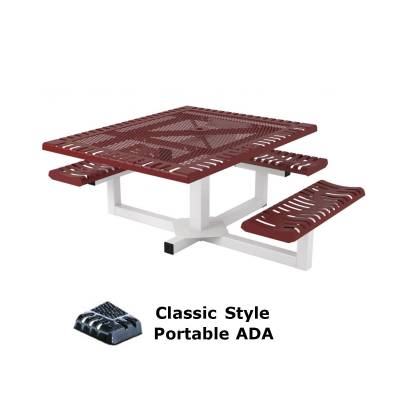 46" x 57" Classic Pedestal Picnic Table, ADA - Portable