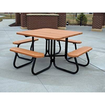 48" Square Recycled Plastic Table, Portable - Image 1