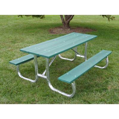 6' and 8' Recycled Plastic Picnic Table with Galvanized Frame - Portable