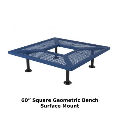 72" & 96" Square Geometric Benches, Surface and Inground Mount - Image 2