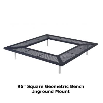 72" & 96" Square Geometric Benches, Surface and Inground Mount - Image 3