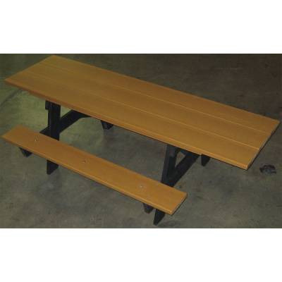 7 1/2' Recycled Plastic A Frame Picnic Table with (2) Attached 6' Seats - ADA - Portable  - Image 3