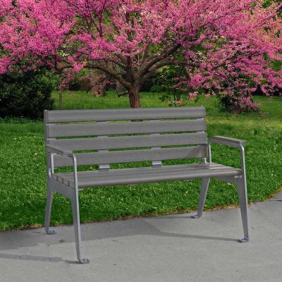 4' and 6' Plaza Recycled Plastic Bench - Portable/Surface Mount  - Image 4