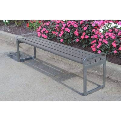 6' Plaza Recycled Plastic Backless Bench - Portable/Surface Mount  - Image 2