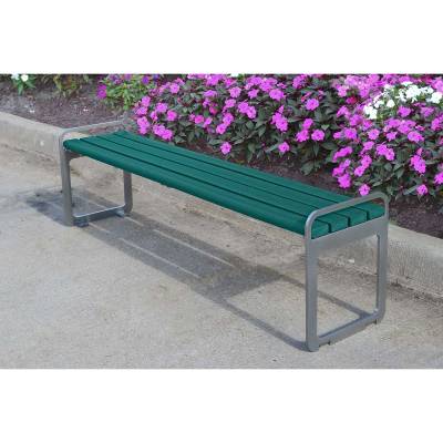 6' Plaza Recycled Plastic Backless Bench - Portable/Surface Mount  - Image 3