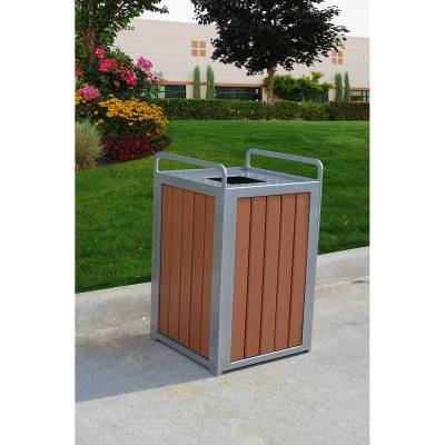 32 Gallon Plaza Recycled Plastic Trash Receptacle  - Image 2