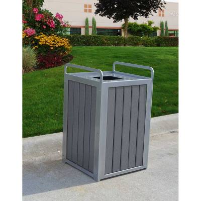 32 Gallon Plaza Recycled Plastic Trash Receptacle  - Image 3