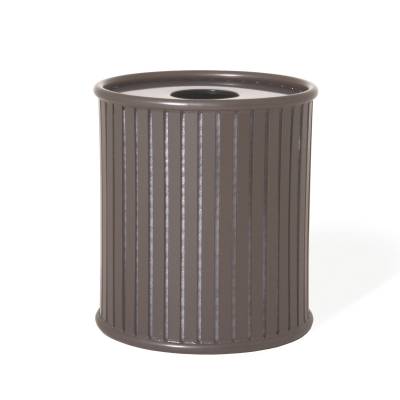 Outdoor Trash Can, Round, Decorative Slatted Sides, 36 Gallon