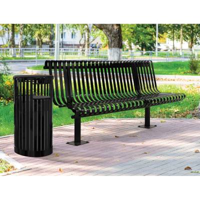 Park Benches - Coated Metal - 6' Kensington Bench - Inground and Surface Mount