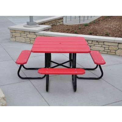 48" Square Recycled Plastic Table, Portable - Image 2