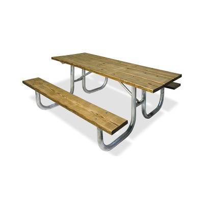 Picnic Tables - Natural Wood - 6' Heavy-Duty Wood Picnic Table - Portable