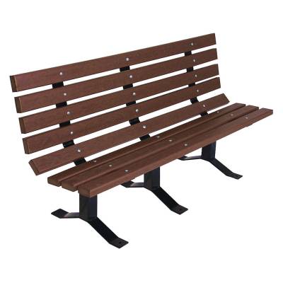 Park Benches - Natural Wood - 6' Traditional Park Wood Bench - Surface and Inground Mount