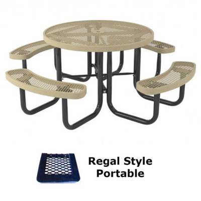 Picnic Tables - Thermoplastic Coated - 46" Round Regal Picnic Table - Portable
