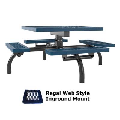 46" Square Regal Web Picnic Table  - Portable/Surface and Inground Mount - Image 2